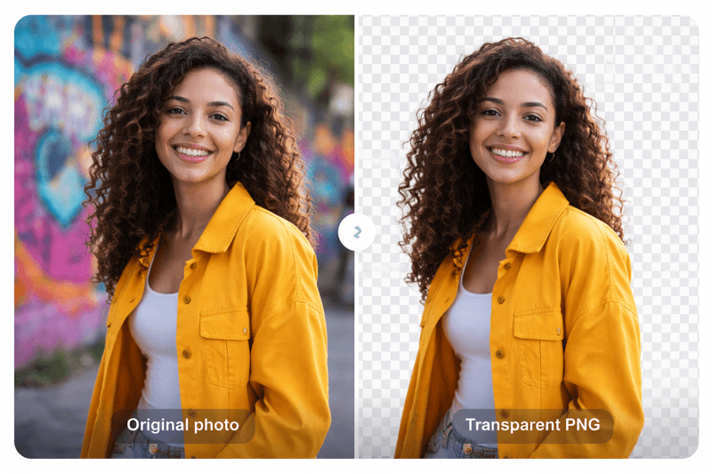 Original photo and transparent PNG comparison